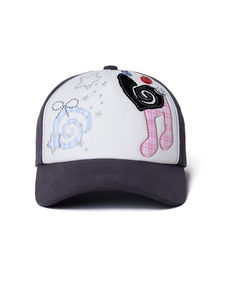 락피쉬웨더웨어 x ILLIT PATCHWORK CAP - DARK GREY
