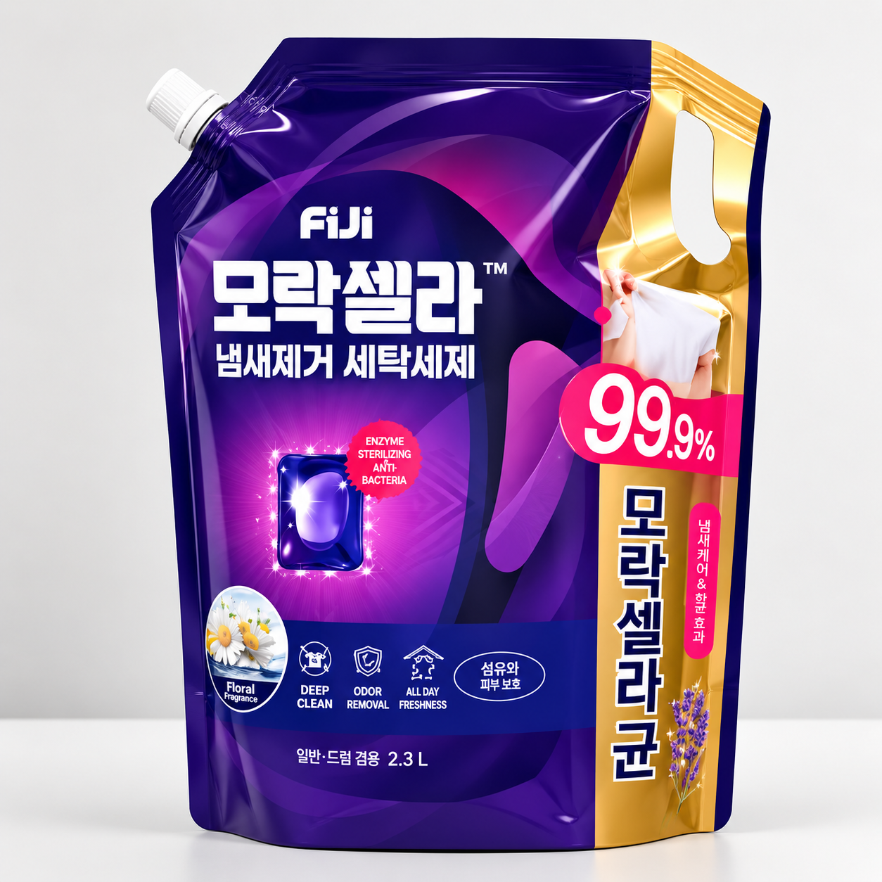 피지 모락셀라 빨래쉰내 냄새제거 실내건조 세탁세제 코튼향 리필 2.3L 1개
