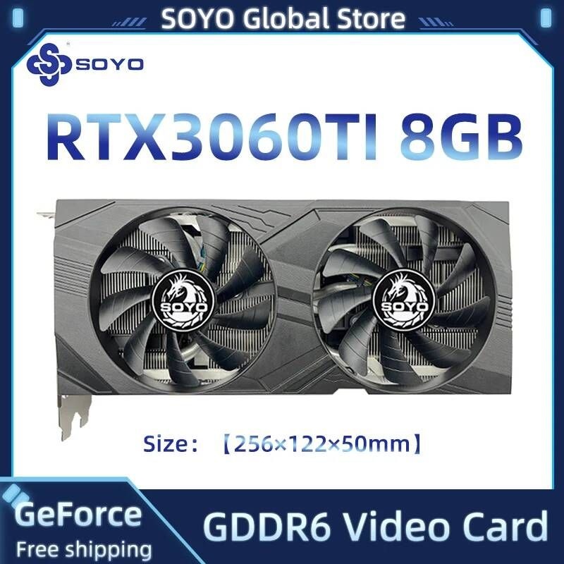 UnKnown [해외] SOYO 그래픽 카드 RTX 3060Ti 8GB X-GAME GDDR6 256bit NVIDIA GPU DP * 3 PCI Express 4.0x16 rtx3060ti 8gb 비디오
