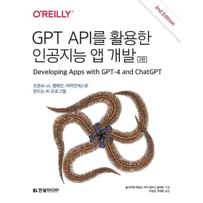 한빛미디어 GPT API를 활용한 인공지능 앱 개발 - 오픈AI o1, 랭체인, 라마인덱스로 만드는 AI 프로그램 / 올리비에 케일린,마리-