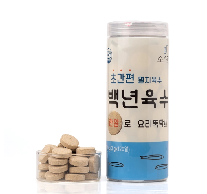 [온누리7%혜택]소스락 백년육수 3g 120알 코인 멸치육수