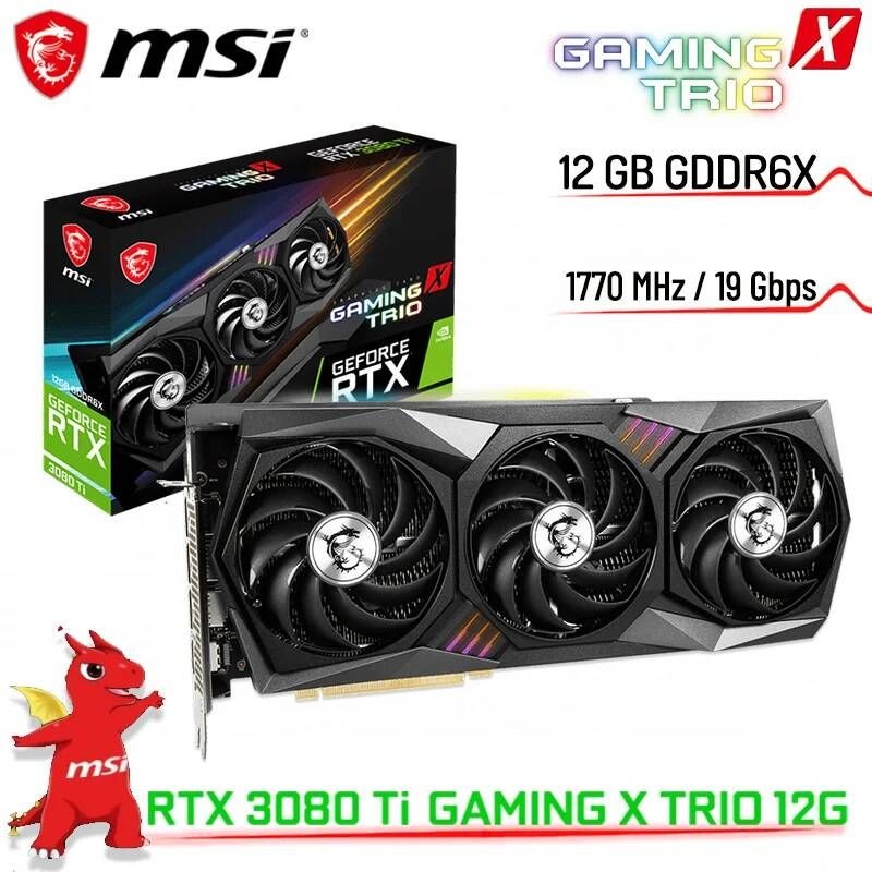 [해외] GDDR6X 카드 RTX 3080 RTX3080 Ti 게임 X TRIO 12G MSI 그래픽 비디오 12GB GPU LHR