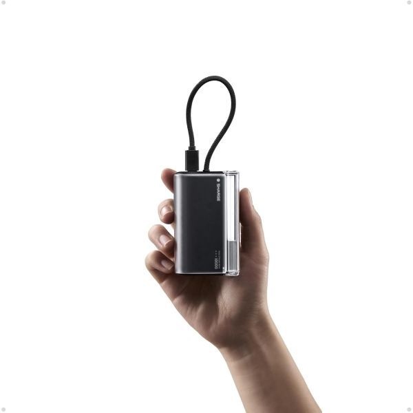 sharge [해외] 샤지 미니 휴대용 충전기 45W 10000mAh 파워 뱅크 USB C 케이블 내장 고속 충전 배터리 팩 아이폰호환 17 16용 컴팩트 휴