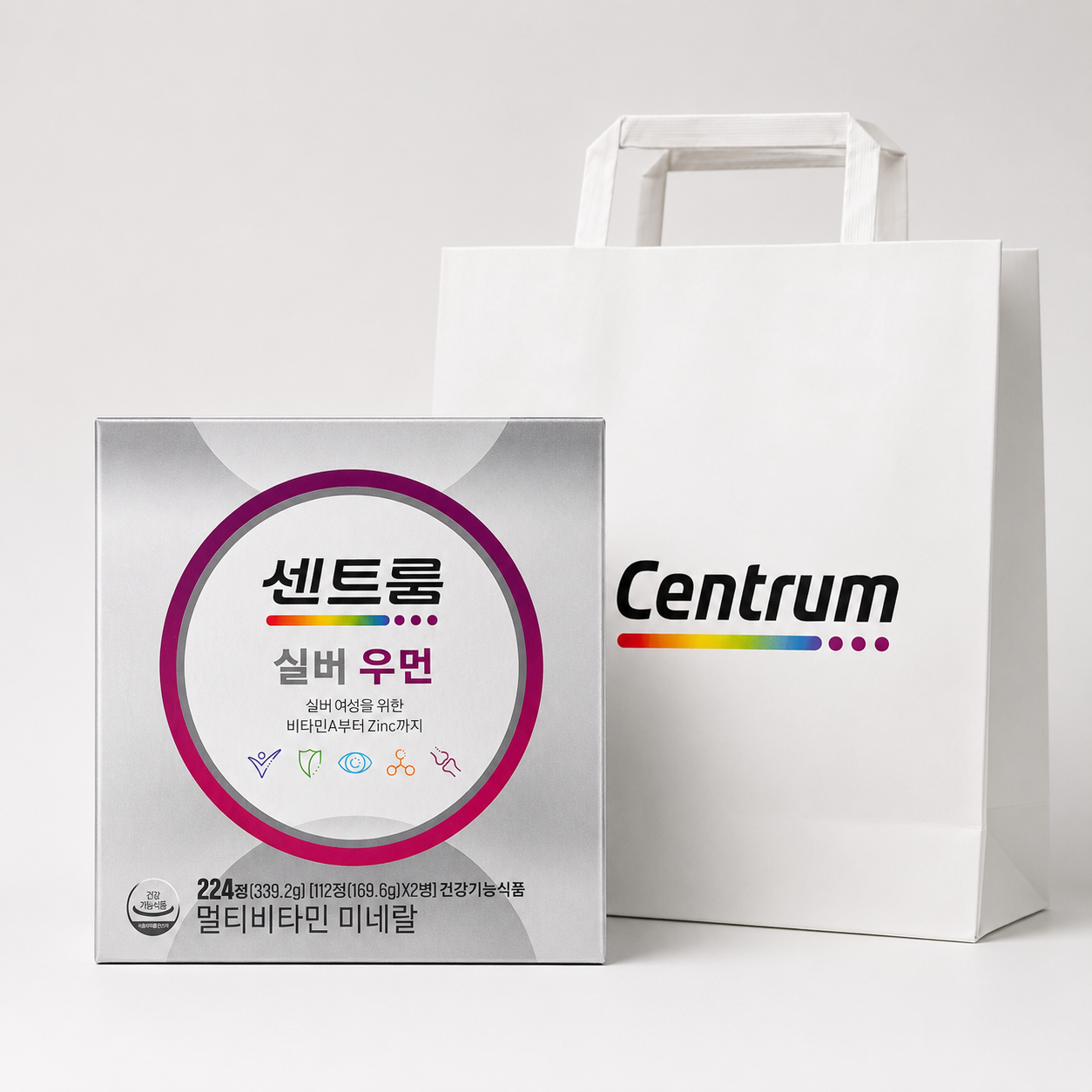 [온누리상품] 센트룸 실버우먼 112정 x 2개 + 쇼핑백 선물세트