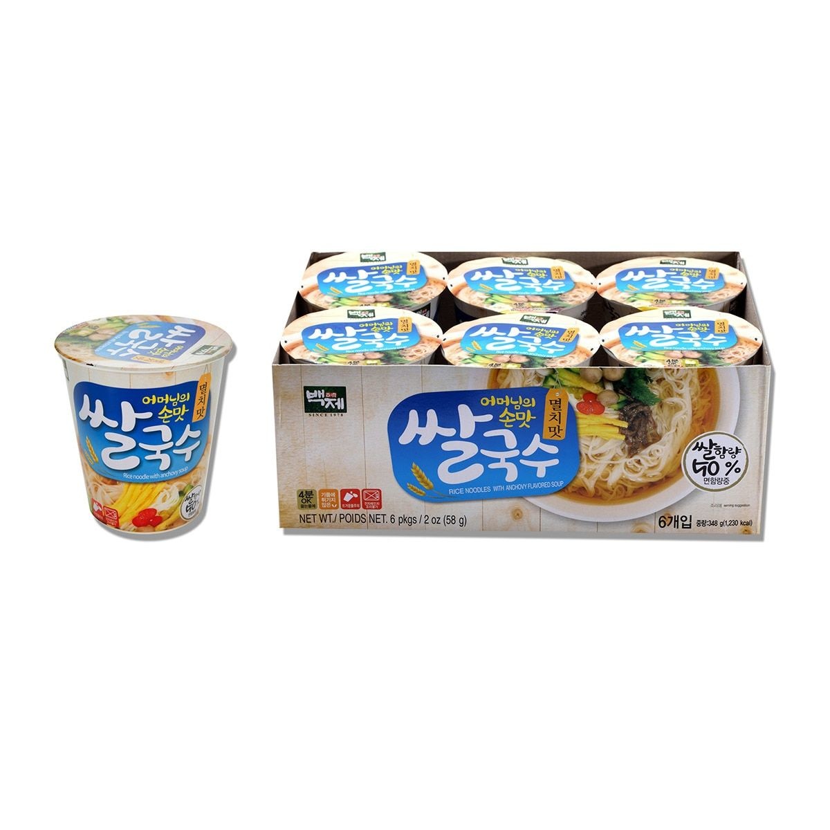백제 쌀국수 컵 멸치맛 58g x 6입 x 4박스