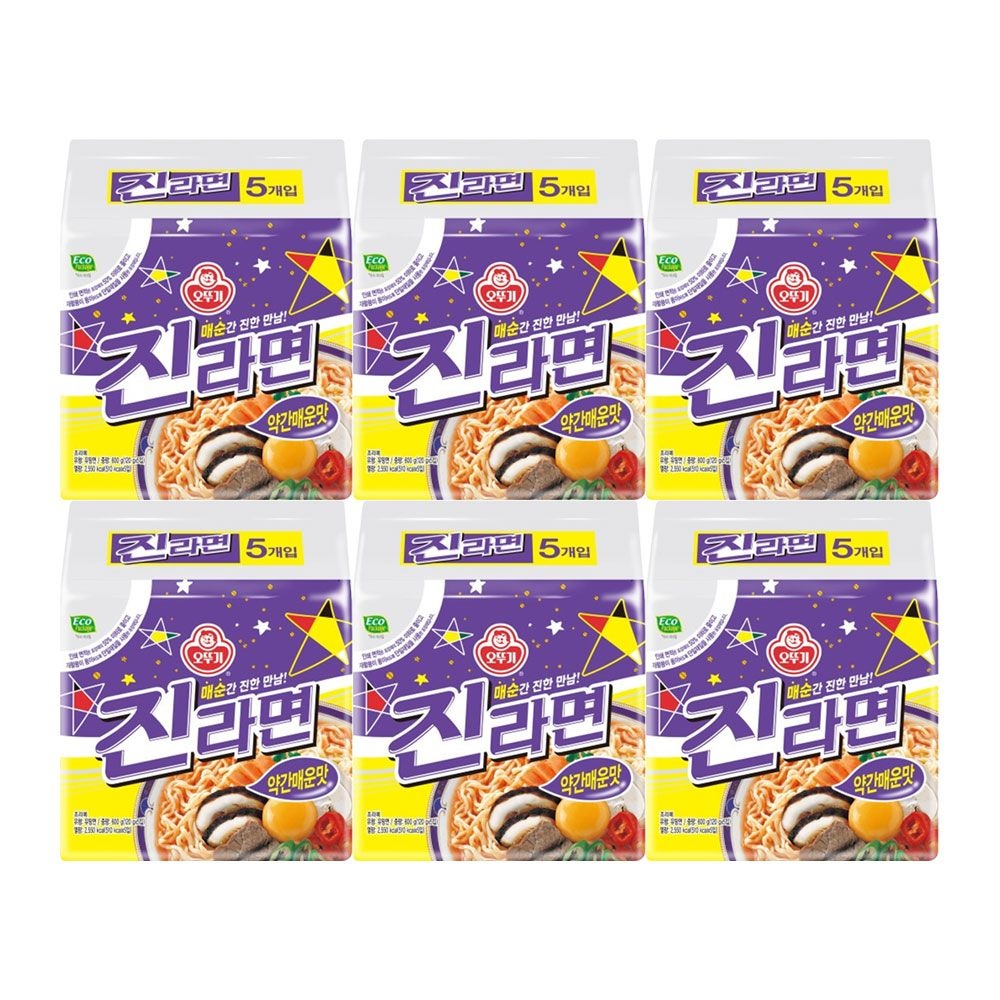 3+3 오뚜기 진라면 약간매운맛/열라면/스낵면/진비빔면/오동통면/짜슐랭