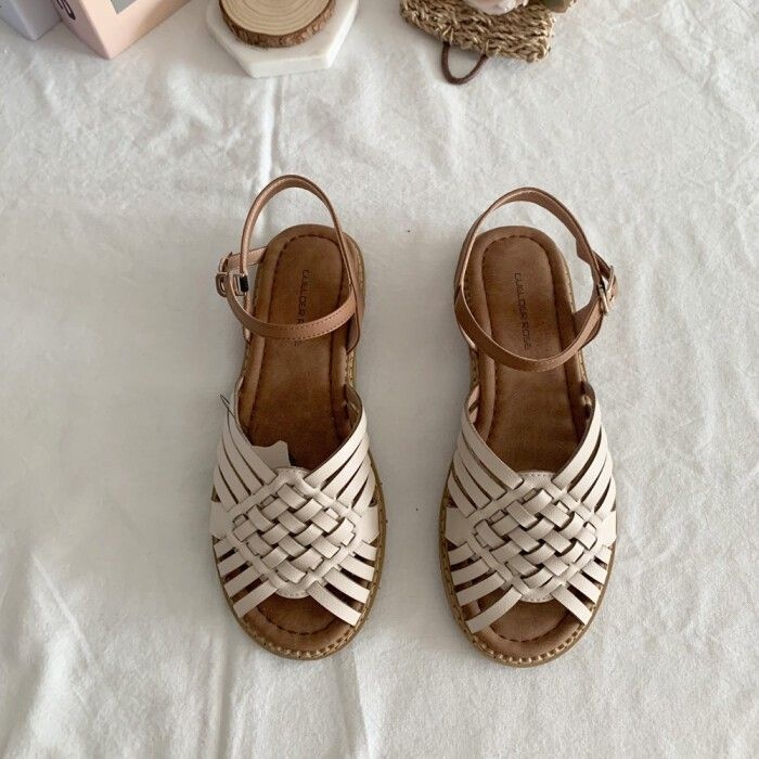 브리치 컴온슈 / 썸머 가죽 라운드 크로스스트랩 메리제인 플랫샌들 (1cm) 982779