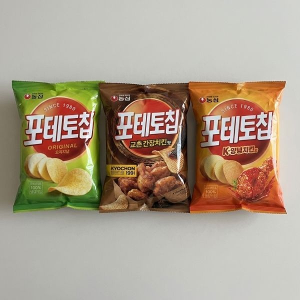 농심 포테토칩 오리지널60g + K양념치킨맛50g + 교촌간장치킨맛55g 각4개 총 12개