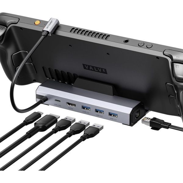 [해외] JSAUX 업그레이드 도킹 스테이션 4K 120Hz Steam Deck OLED ROG Ally X Legion Go S MSi Claw 호환 6 in 1 HDMI 2.1 기가비트 이더넷 USB 3