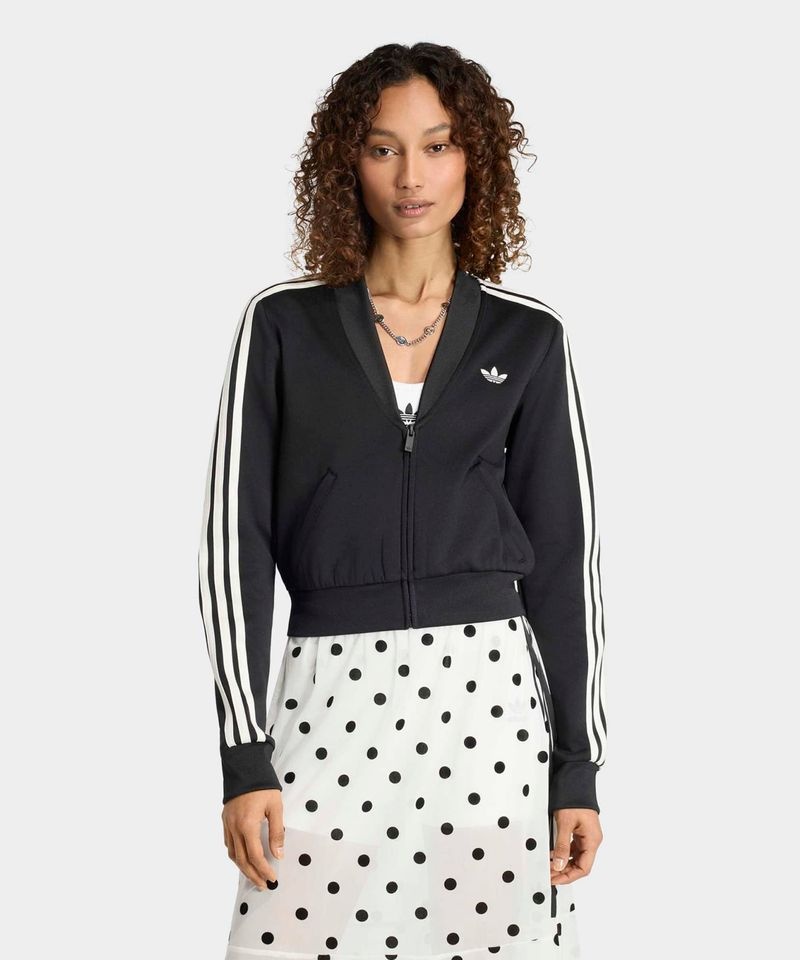 ADIDAS 아디다스 ADIDAS 브이넥 슈퍼스타 트랙탑 - 블랙 KV1181