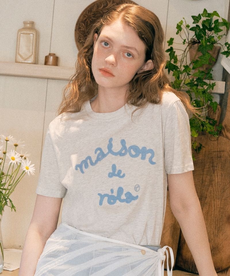 로라로라 ROLAROLA MAISON DE ROLA EMBROIDERY T-SHIRT MELANGE GRAY 238779