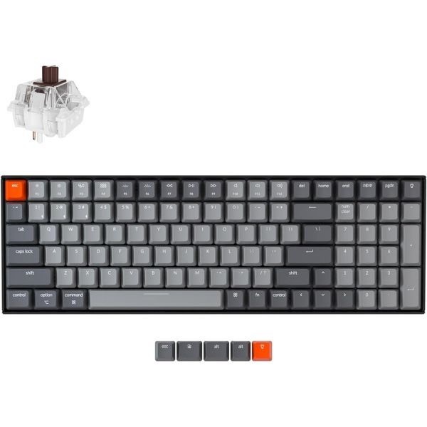Keychron [해외] Keychron 키크론 K4 96% 레이아웃 100키 무선 블루투스 5.1 유선 USB 기계식 게이밍 키보드 Gateron G Pro 브라운 스위치 화