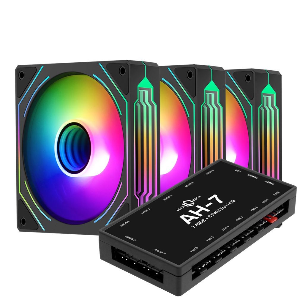 세고텝 HB12 120mm 쿨러 블랙(3팩)+컨트롤러 키트 ARGB PWM 블랙(3팩)