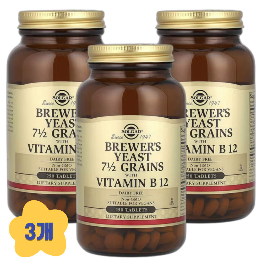 [해외] (3개) 솔가 맥주효모 7 1/2 곡물 비타민 B12 250타블렛