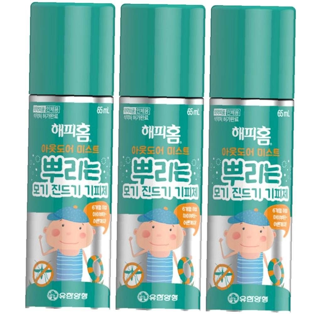 아웃도어 미스트 아웃도어스프레이 모기기피제 캠핑모기약 해피홈 캠핑스프레이 65mlx3개