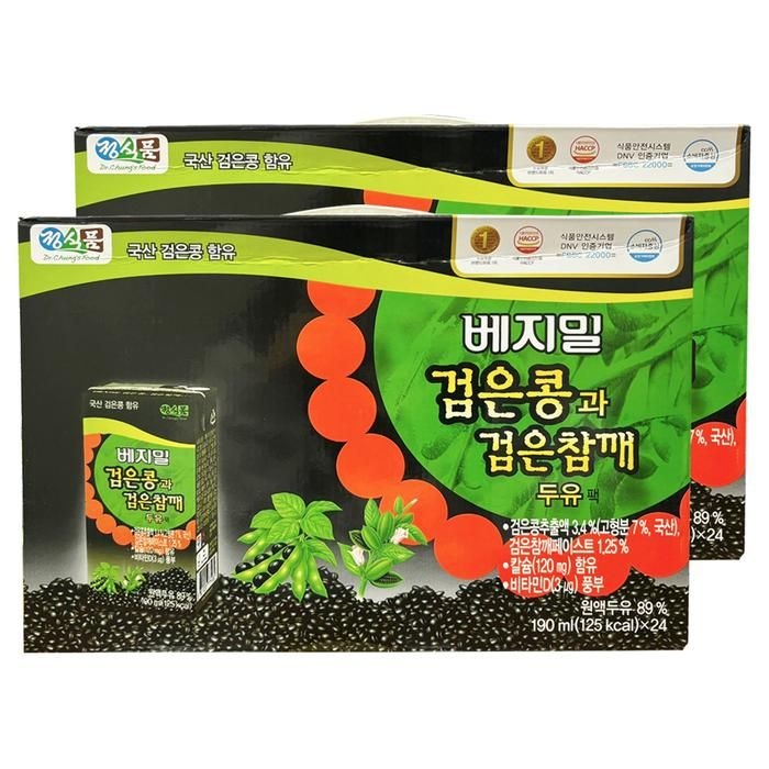 베지밀 검은콩과 검은참깨 두유 190ml 48개