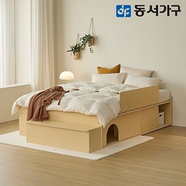 [동서가구]뉴라보 Q A타입+수납계단+안전가드+편백황토숯 독립20T DF646024