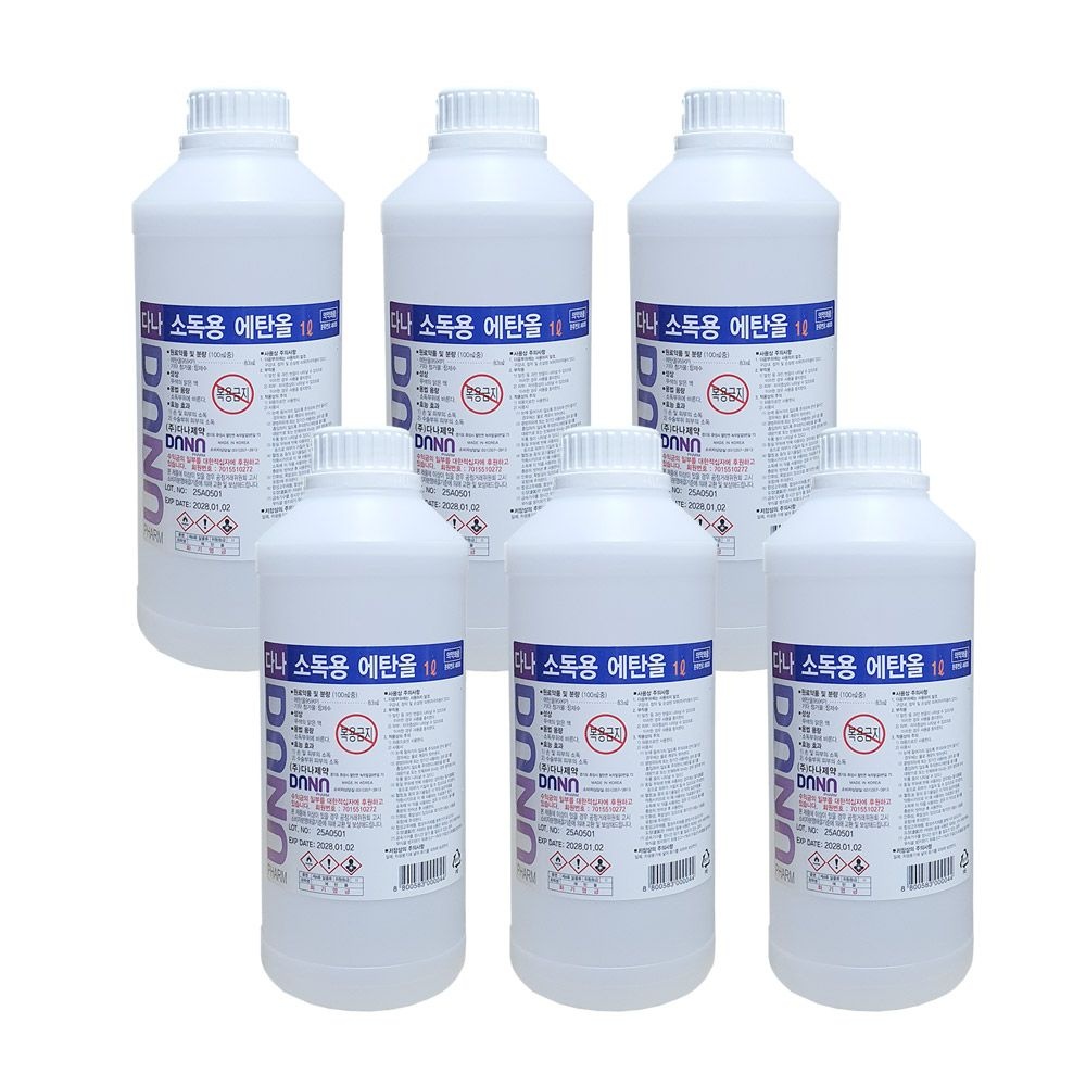 다나 소독용 에탄올 알콜 83% 1L x6통