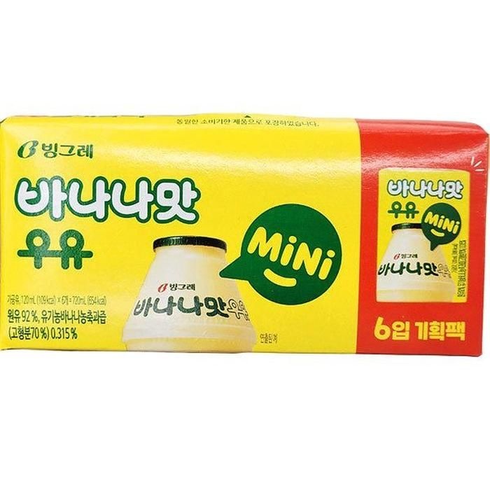 빙그레 바나나맛 우유 미니 120ml x 6개입 x 1개 28309