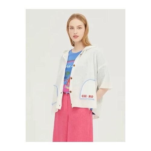 백 자수 후드 반팔 가디건 BAKCB8431_IV