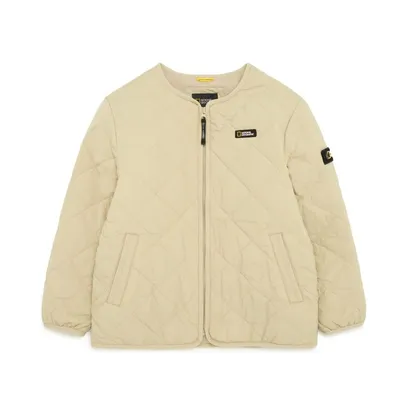 K234UPD010 퀼팅 라운드넥 패딩 자켓 LBEIGE
