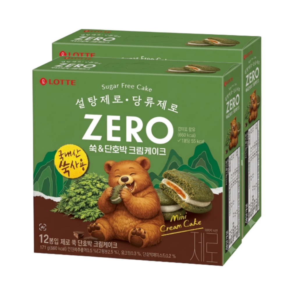 롯데리아 롯데 ZERO 쑥&단호박 우유크림 케이크 171g x 2개