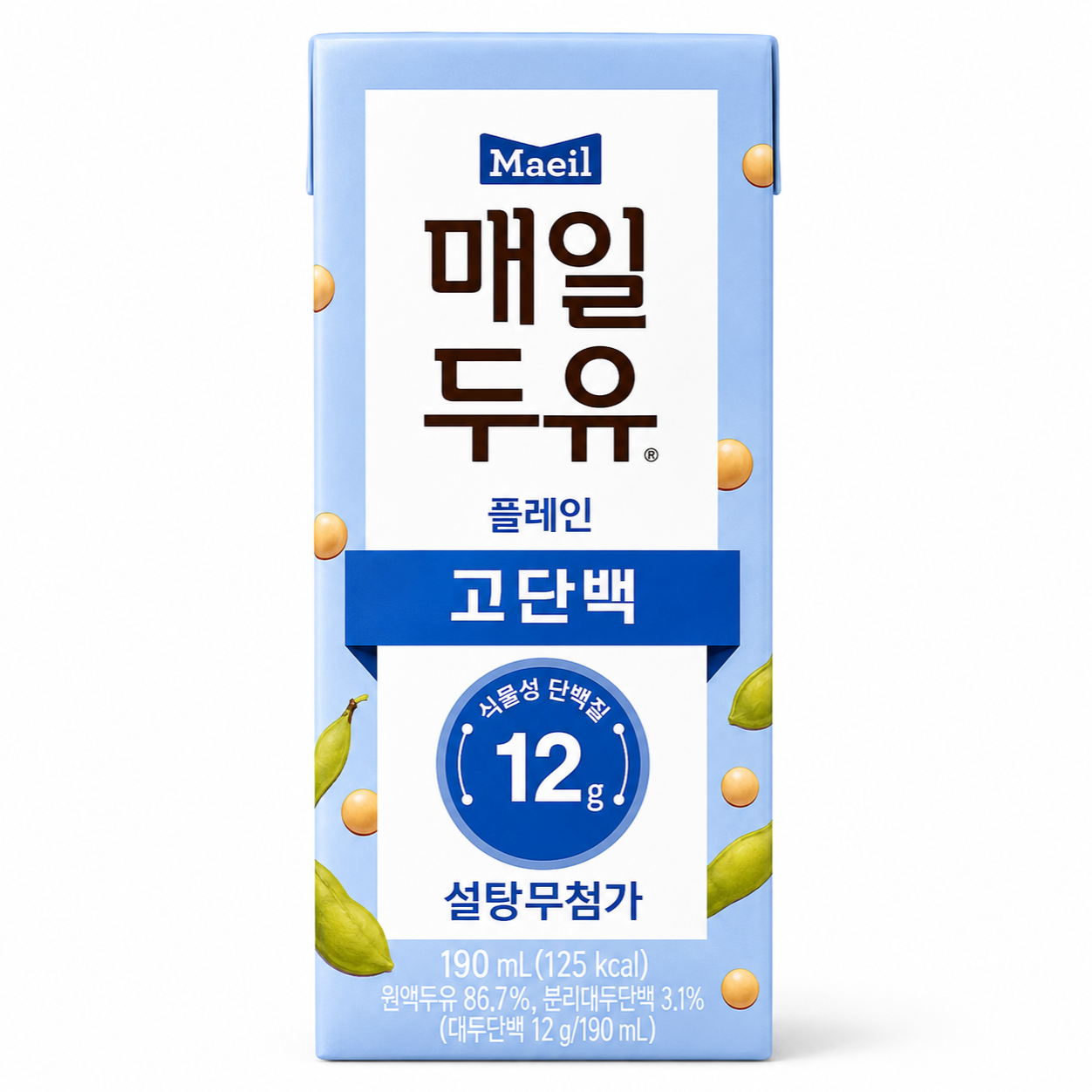 매일유업 매일두유 고단백 플레인 190ml 48팩 무설탕 (190ml)