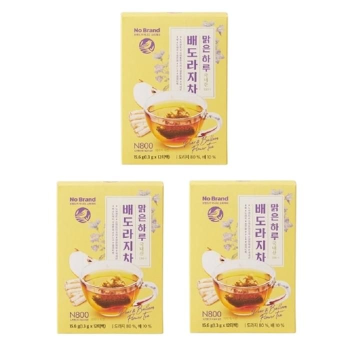 노브랜드 맑은하루 배도라지차 12입 x 3박스 학교 사무실 탕비실 음료 티time 디저트 캠핑