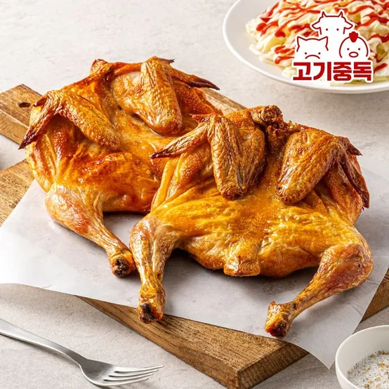 [APP전용][고기중독] 국내산 에어프라이어 옛날 통닭 2마리 ( 오리지날 / 매운맛 )