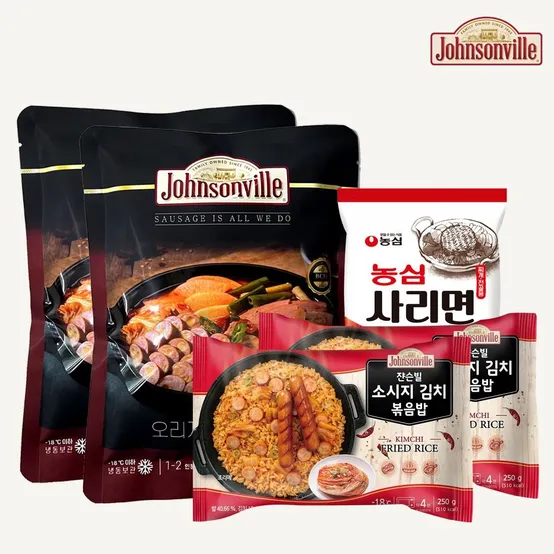 쟌슨빌 부대찌개 500g 2팩+김치볶음밥 2팩+라면사리1봉