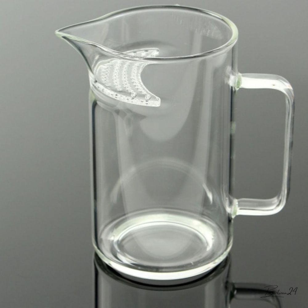 바티잔24통상 크리스탈문 내열유리 거름망 투명 숙우 400ML 설록차 홈카페 녹차 탕비실 허브티 일체형거름망