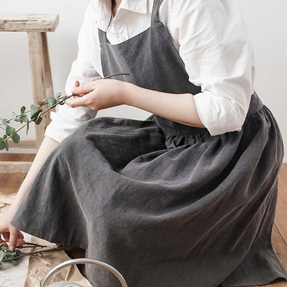 린넨 원피스형 여름 주방 요리 앞치마