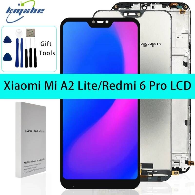 [해외] 프레임이 있는 하이 퀄리티 LCD 샤오미 Mi A2 라이트 M1805D1SG 디스플레이 빨간색mi 6 Pro 교체용 터치 스크린 5.84 인치