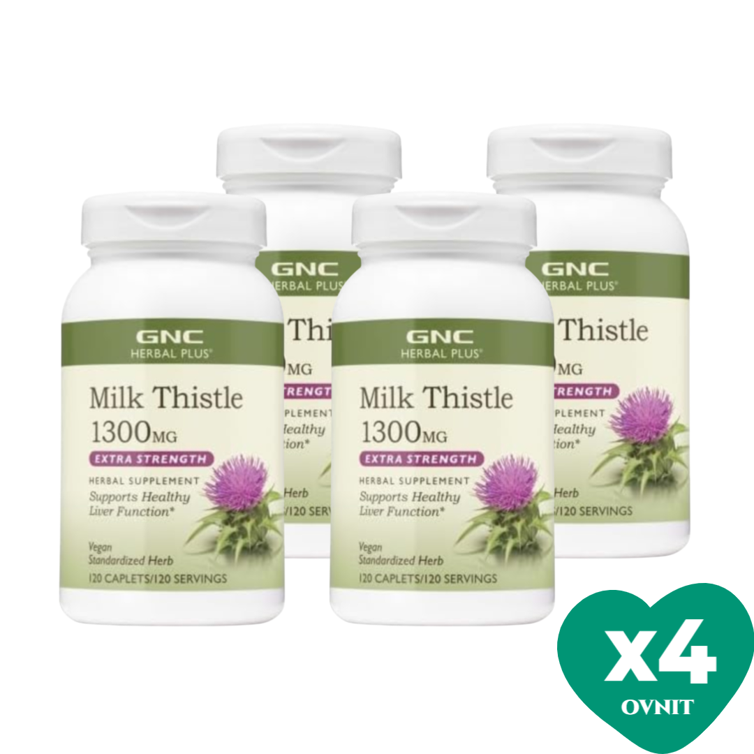 [해외] GNC 허벌 플러스 밀크씨슬 실리마린 1300mg 엑스트라 스트렝스 120정, 4개