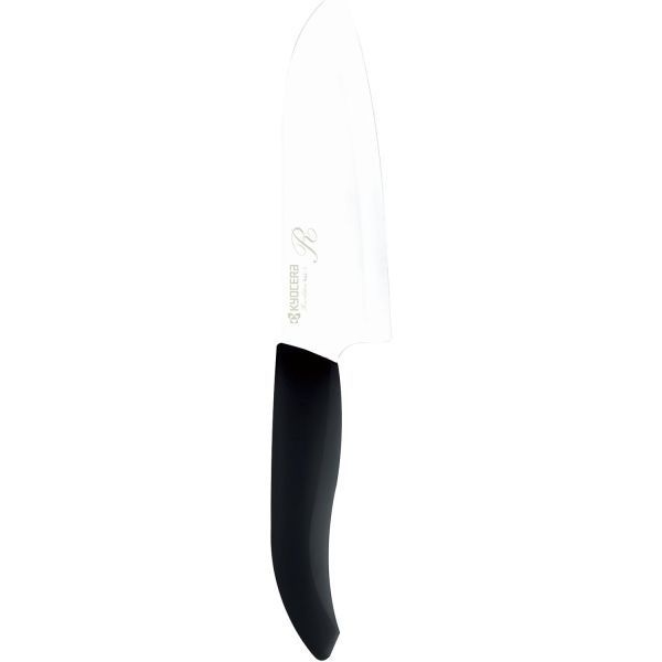 [KYOCERA][해외] 교세라 FKR-140X-FP 고급 세라믹 산토쿠 나이프, 14cm, 식기세척기/살균/표백제 사용 가능, 무료 연마권 포함, 고무 손