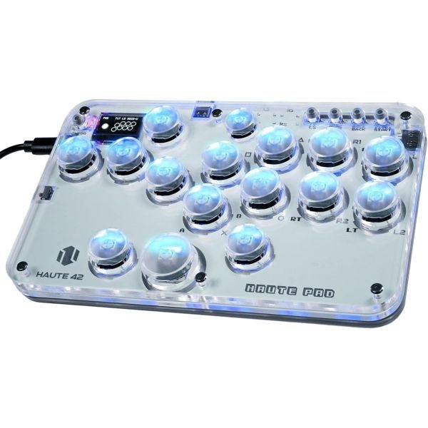 [해외] Haute42 레버리스 아케콘 초박형 올 버튼 컨트롤러 고정밀 for PC/Switch/PS4 PS3 RGB LED 라이트 핫 스왑 대응 연사 기능 격