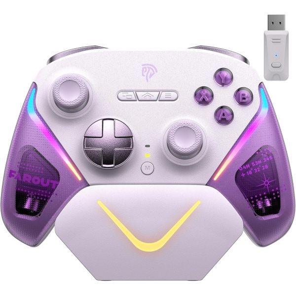 EasySMX [해외] EasySMX 컨트롤러 (PC, Switch 2, Steam Deck, iOS, Android 호환), 충전 도크, RGB 백라이트, TMR 조이스틱, 무선 게임 컨트롤러,
