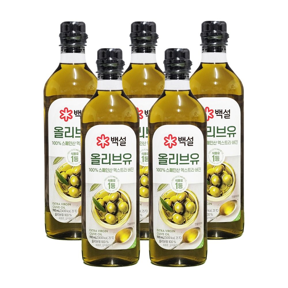 백설 압착 올리브유 900ml x 5개