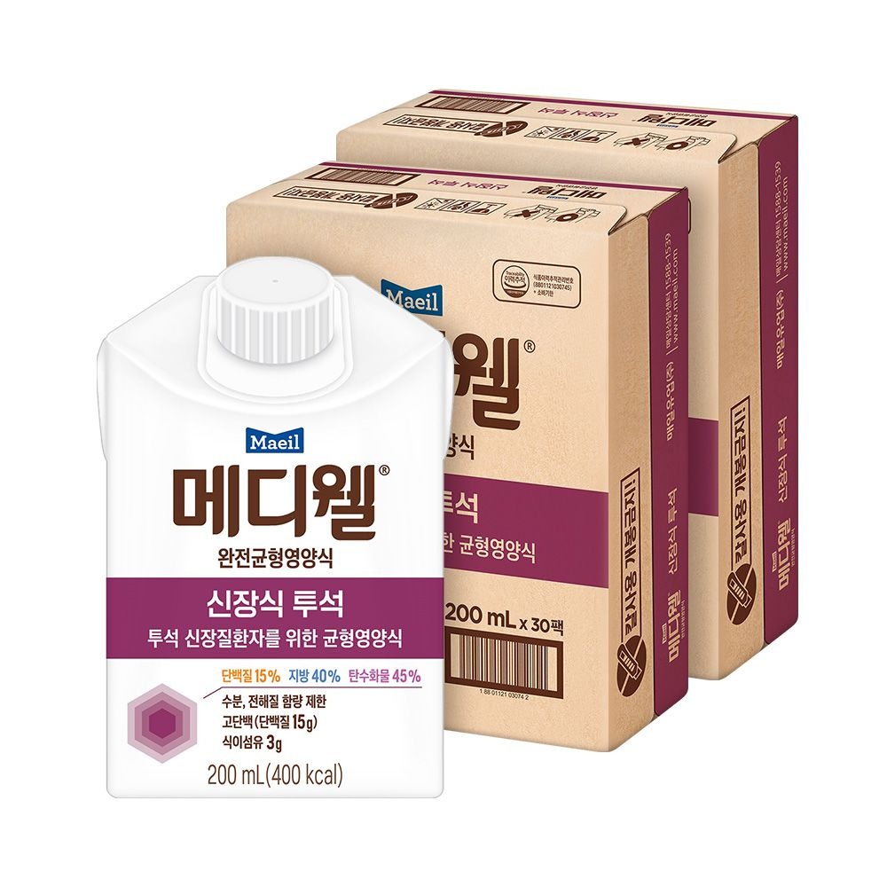 메디웰 [공식]메디웰 신장식(투석) 200ml 60팩(30팩 2박스)