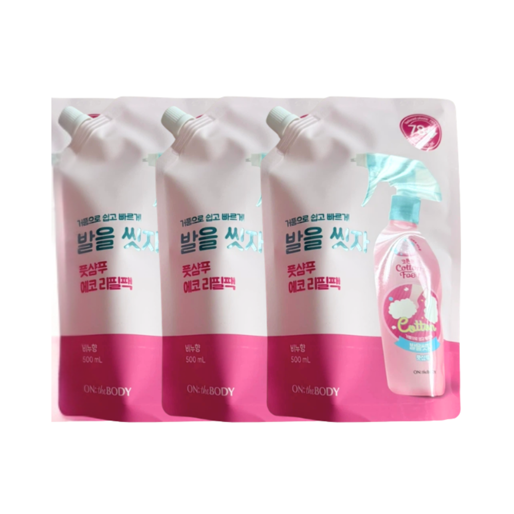 온더바디 코튼풋 발을씻자 풋샴푸 비누향 리필 500ml x3개
