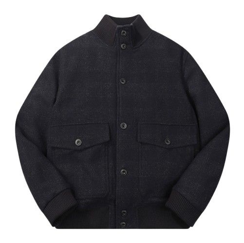 남성 F/W 세미오버 차티 체크 A-1 점퍼 네이비 BN4FJP414NY