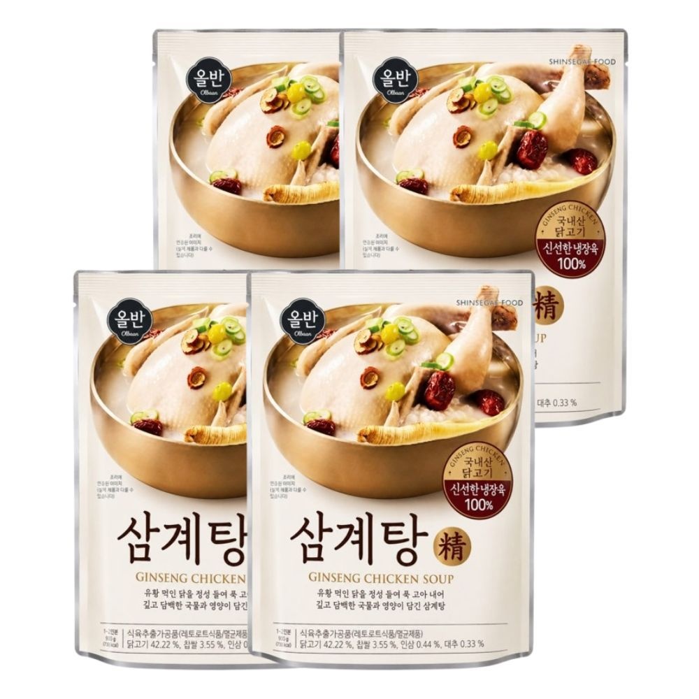 올반 삼계탕 (900g X 4팩) 국내산 닭 초복 중복 말복 실온보관 레토르트