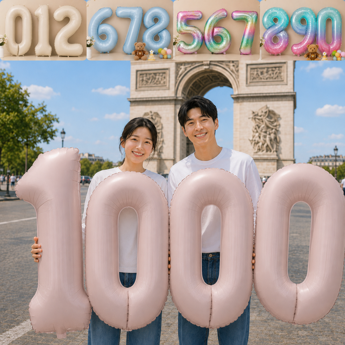 베넬라 100cm 대형 숫자 풍선 생일 이벤트 초대형 파티 용품 아기 100일 200일 300일 1000일 커플 장식