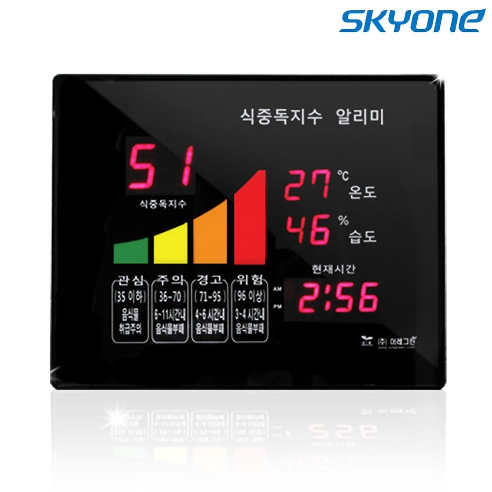 스카이원 SKYONE 식중독지수기 알림판 온도습도측정 단계별색상점등/식중독지수 알리미/식중독예방 전광판