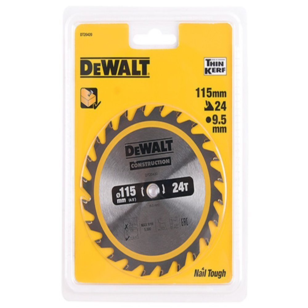 하이옐로 디월트 DEWALT 충전 원형톱날 4.5인치 24날 목재 절단용 톱날 115MM 전동공구날 전동톱날 원형톱부속