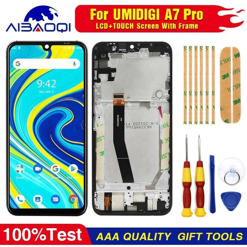 UnKnown [해외] 스마트폰 액정 교체 부품 Umidigi A7 Pro용 오리지널 터치 스크린 LCD 디스플레이 프레임 및 분해 도구 신제품