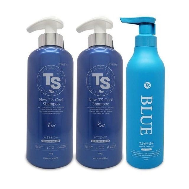 뉴 TS 쿨샴푸 500g x 2 + TS 블루 샴푸 500ml 탈모케어 1세트 Ss