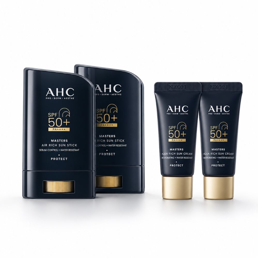 AHC 마스터즈 에어 리치 선 스틱 22g 2개 + 선크림 20ml 노세범 워터프루프