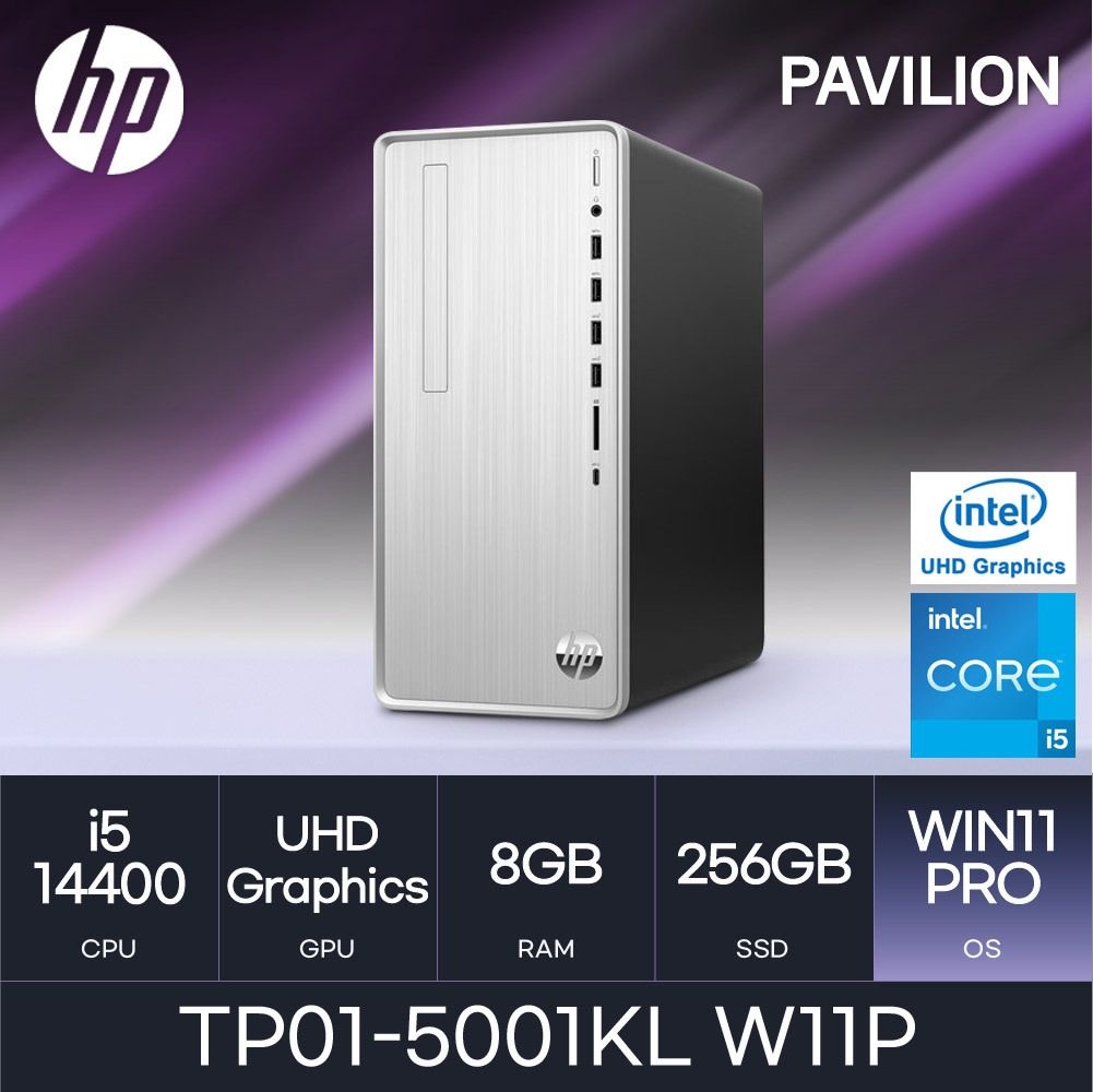 HP 14세대 파빌리온 TP01-5001KL W11P ( i5-14400 / 8GB / 256GB ) HMC 사무/학생/가정/인강/가성비 데스크탑