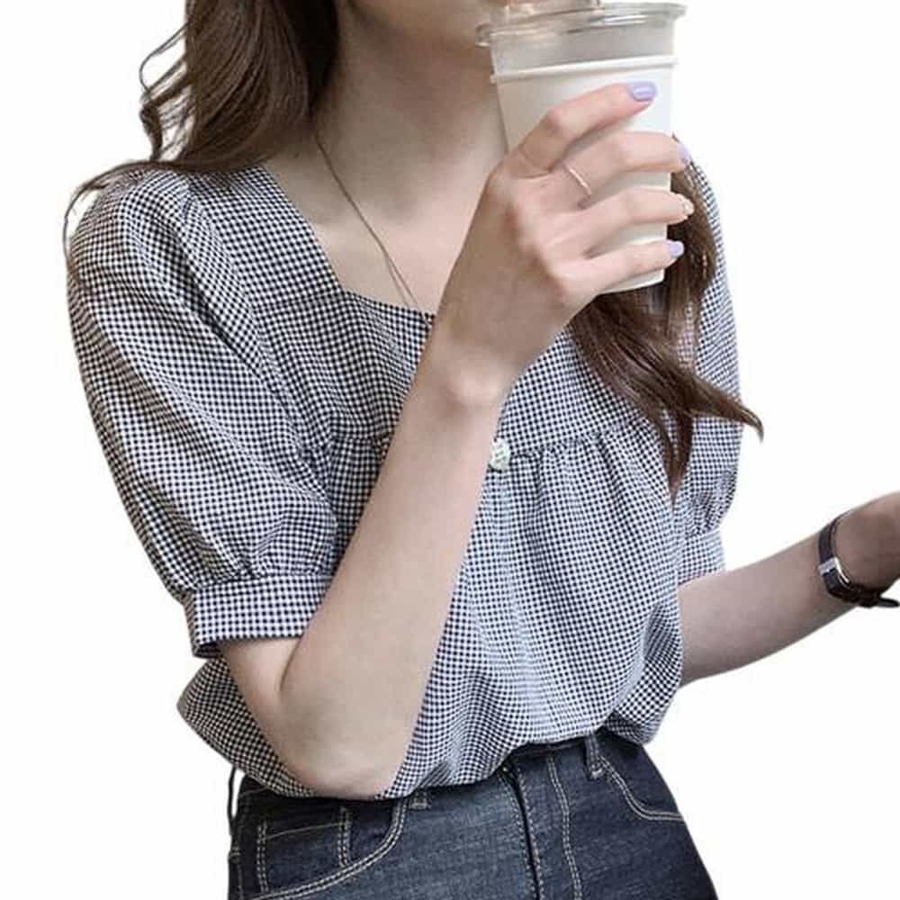 여성 여름 스퀘어넥 반팔 여름오버핏블라우스 여름퍼프블라우스